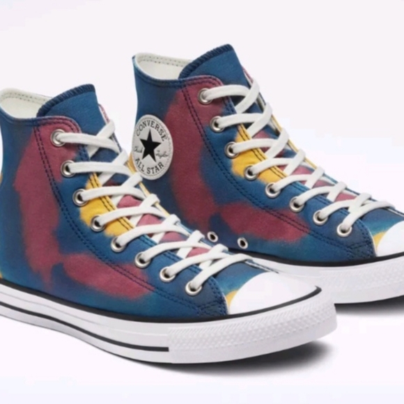 Converse Allstar Chuck Taylor Blue & Wine Tie Dye Hightop Sneakers Unisex - Picture 1 of 7